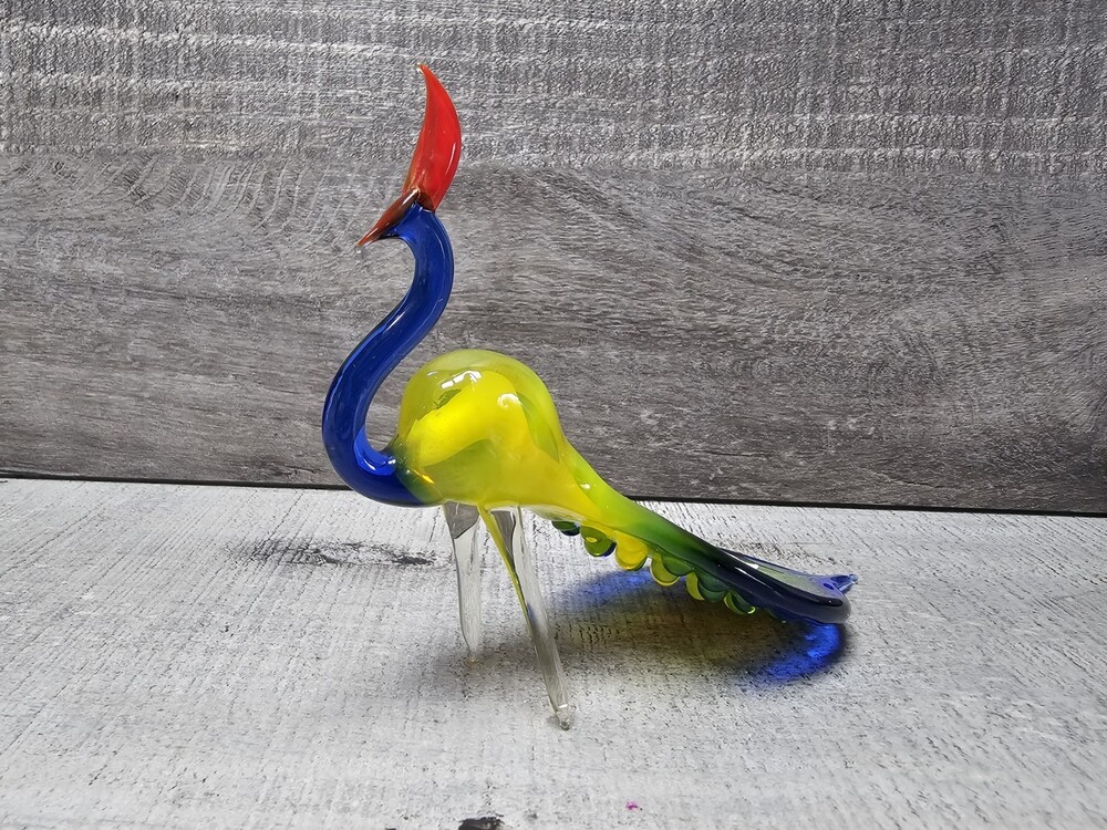 Murano Art Blown Glass Bird Vintage Figurine Peacock Pheasant 3.5x4.5" G8a2